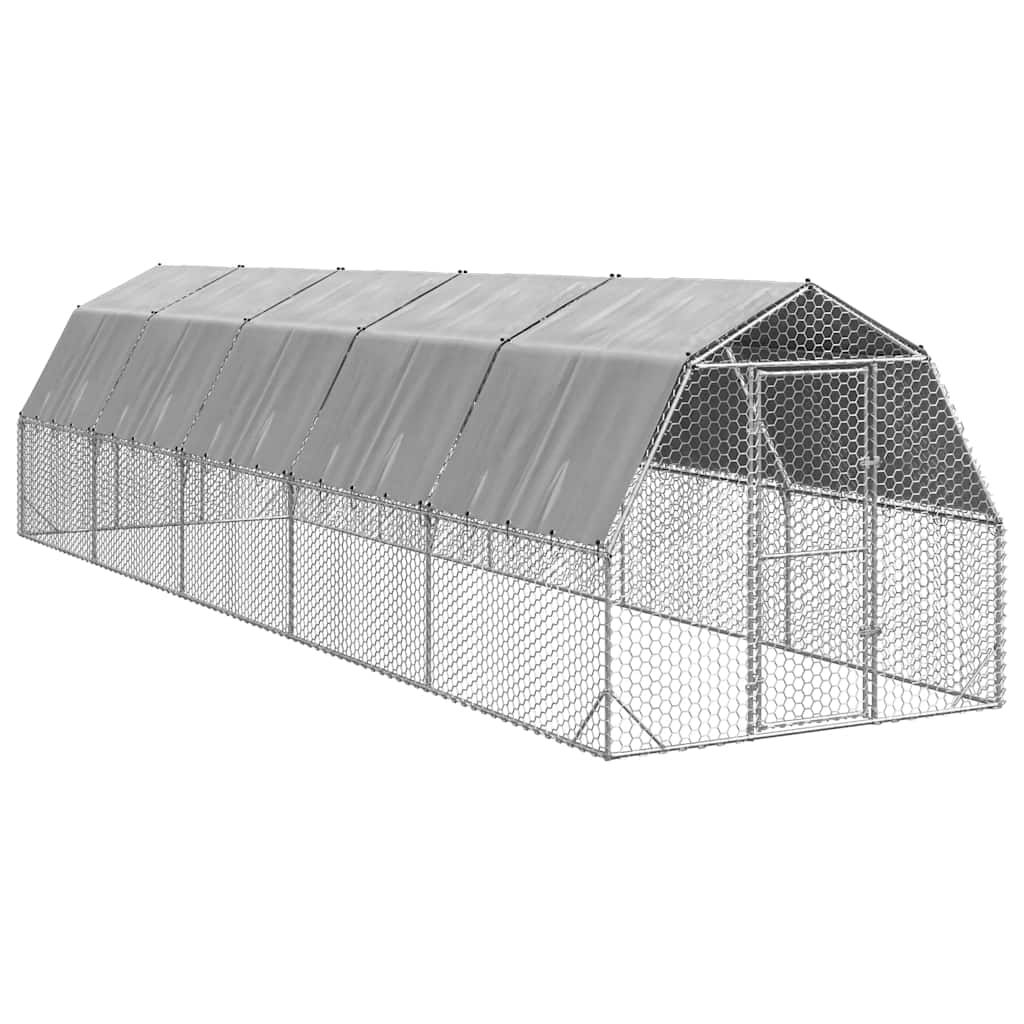 Hühnerstall mit Dach 2,5x10x2,25 m Verzinkter Stahl