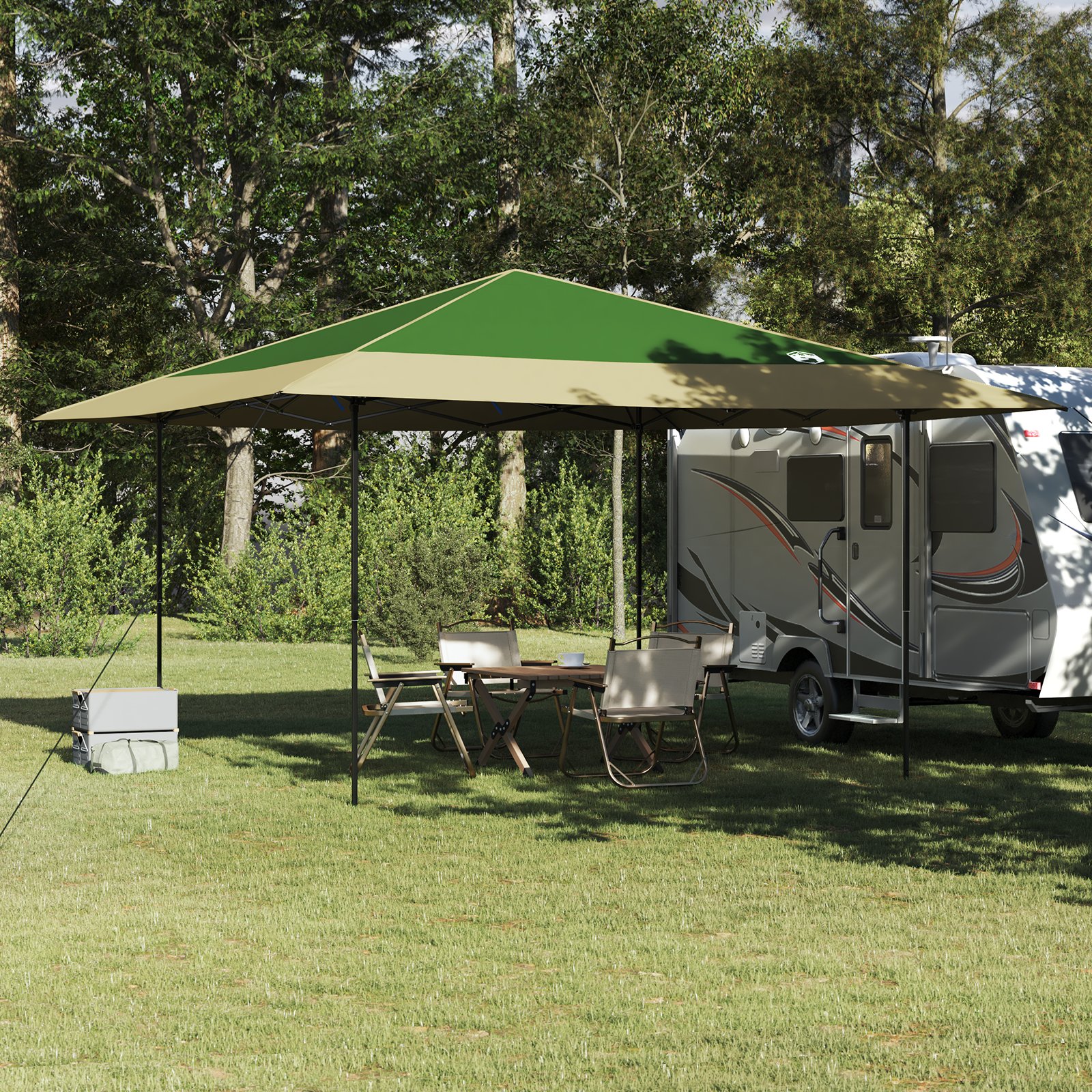 Pavillon-Zelt Grün 400 x 400 x 227 / 236 / 245 cm Oxford Stoff