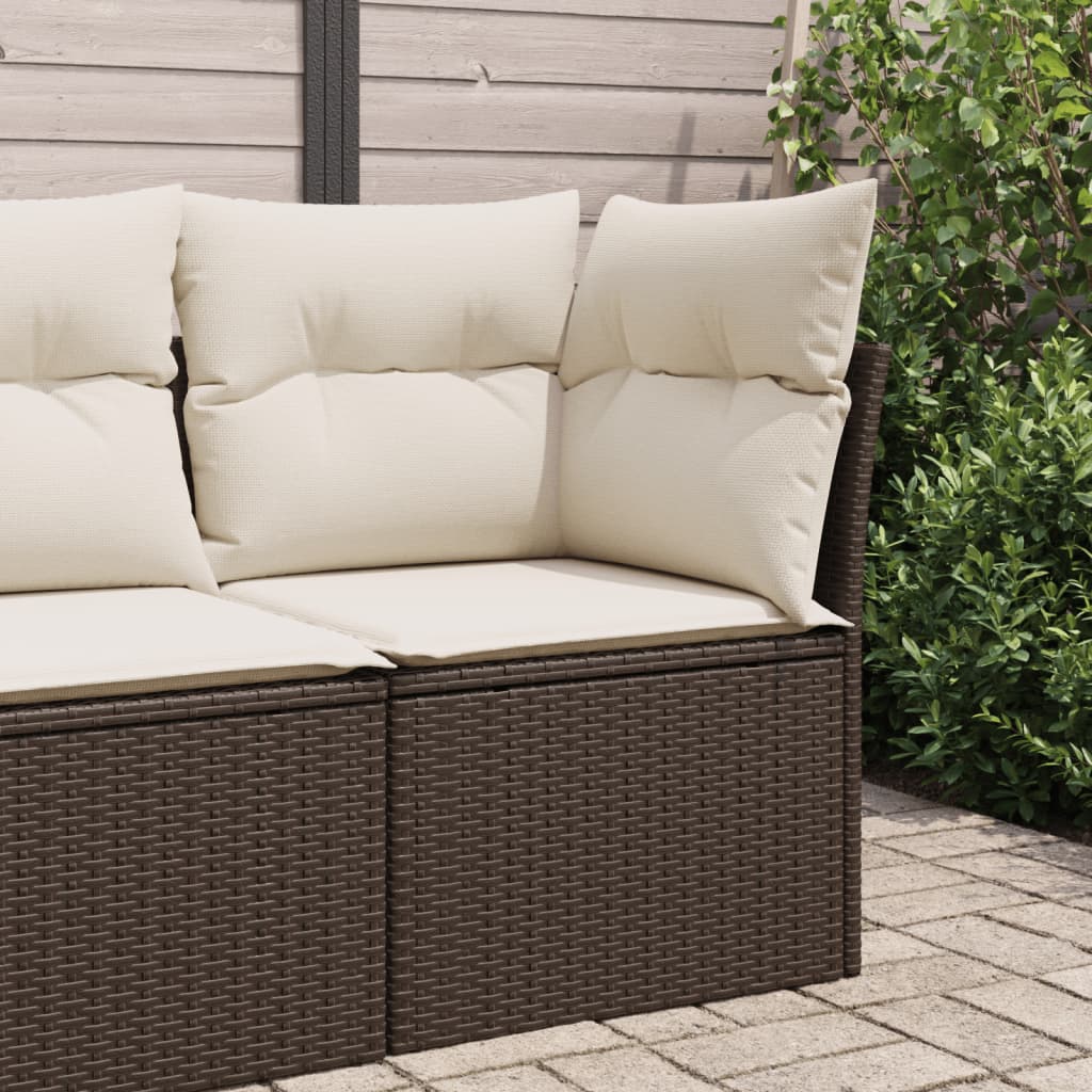 Garten-Ecksofa mit Kissen Braun Poly Rattan Garten-Ecksofa mit Kissen Braun Poly Rattan