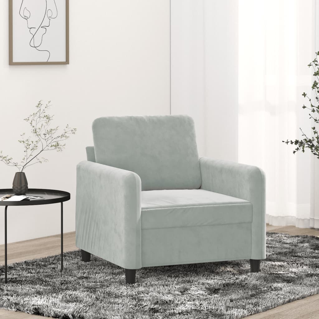 Sessel Hellgrau 60 cm Samt Sessel Hellgrau 60 cm Samt