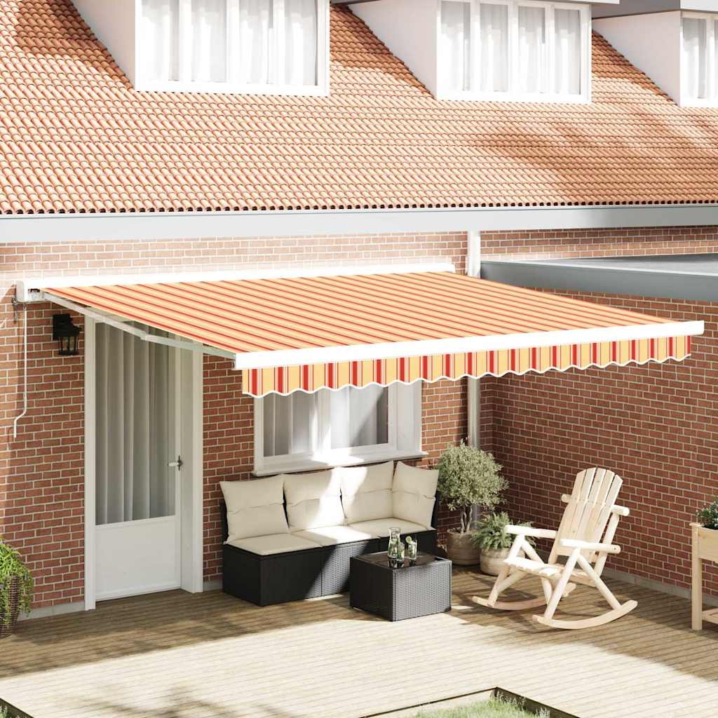 Automatische Markise in Gelb und Orange, 400 x 300 cm