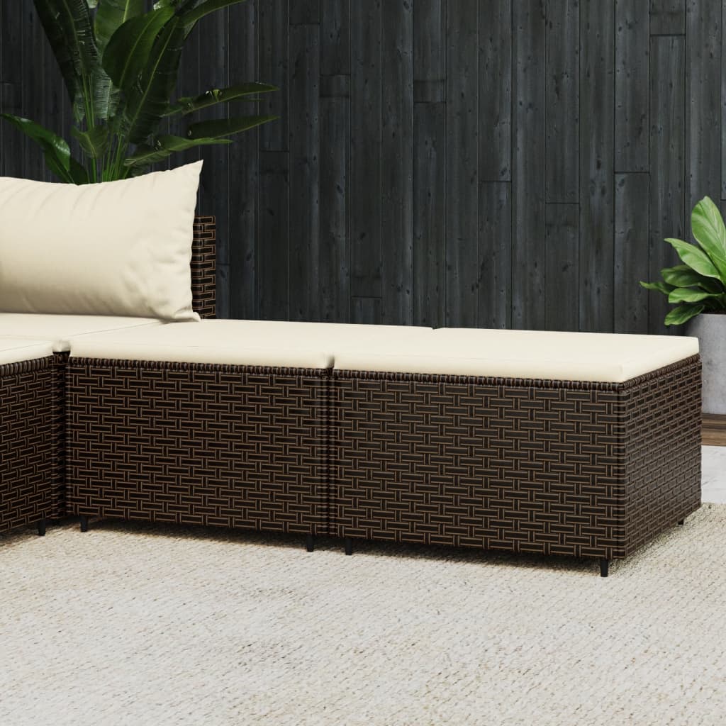 Gartenhocker mit Kissen 2 Stk. Braun Poly Rattan Gartenhocker mit Kissen 2 Stk. Braun Poly Rattan