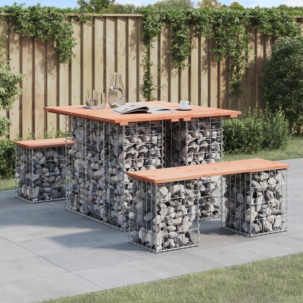 Gartenbank aus Gabionen 100x102x72 cm Massivholz Douglasie Gartenbank aus Gabionen 100x102x72 cm Massivholz Douglasie