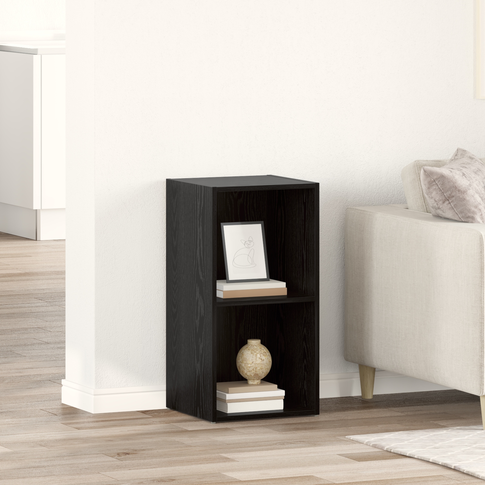 TV-Schränk mit Speicher Schwarze Eiche Holzwerkstoff