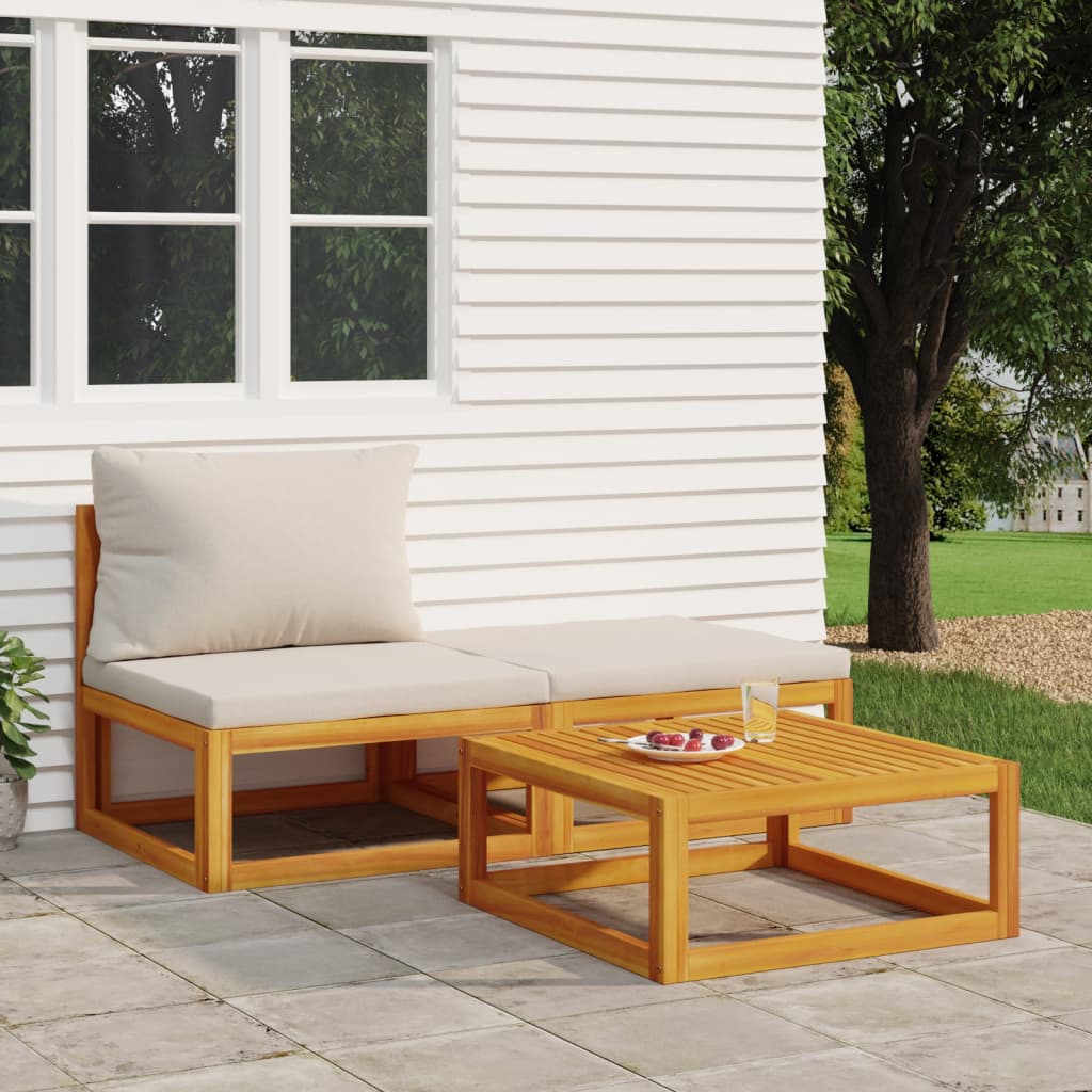 3-tlg. Garten-Lounge-Set mit Kissen Massivholz Akazie 3-tlg. Garten-Lounge-Set mit Kissen Massivholz Akazie