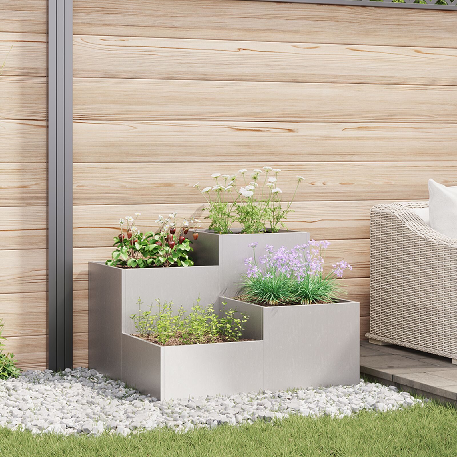 vidaXL Gartenpflanzer 80x80x60 cm Edelstahl