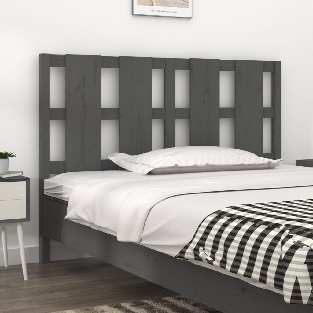 Bett-Kopfteil Grau 125,5x4x100 cm Massivholz Kiefer