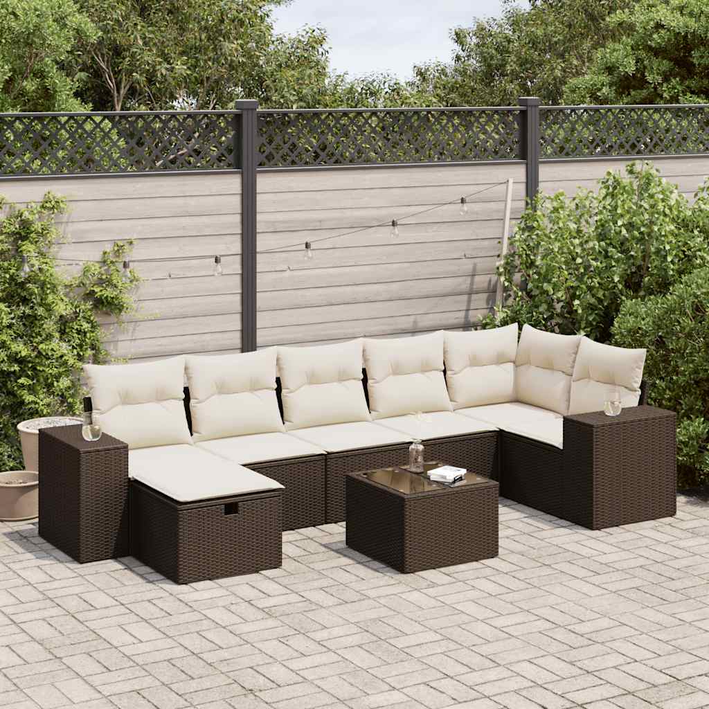 8-tlg. Garten-Sofagarnitur mit Kissen Braun Poly Rattan 8-tlg. Garten-Sofagarnitur mit Kissen Braun Poly Rattan