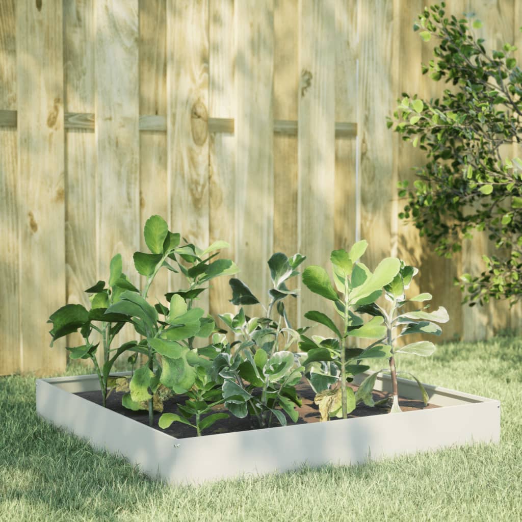 Hochbeet Weiß 100x100x26 cm Stahl Hochbeet Weiß 100x100x26 cm Stahl