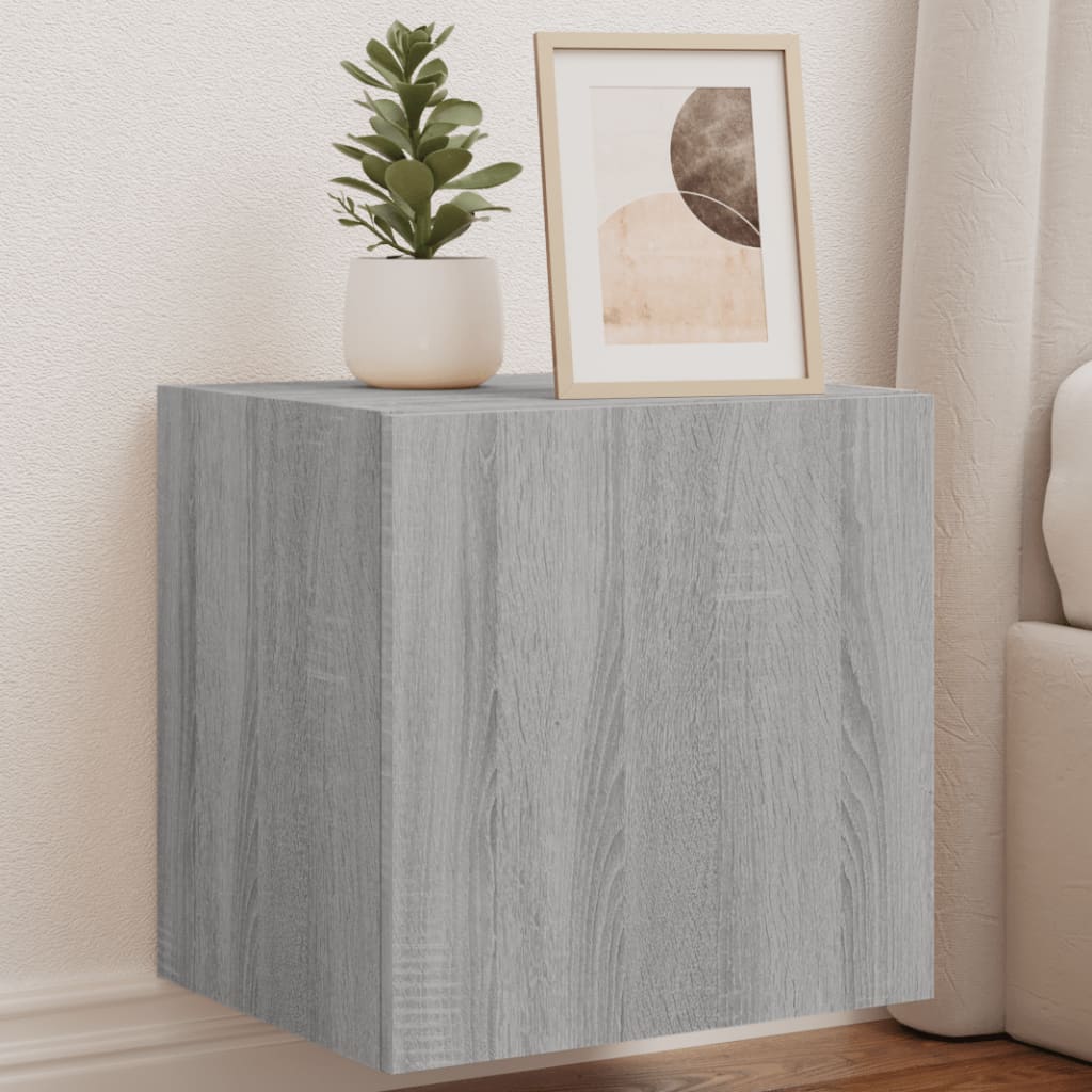 TV-Wandschrank mit LED-Leuchten Grau Sonoma 40,5x35x40 cm