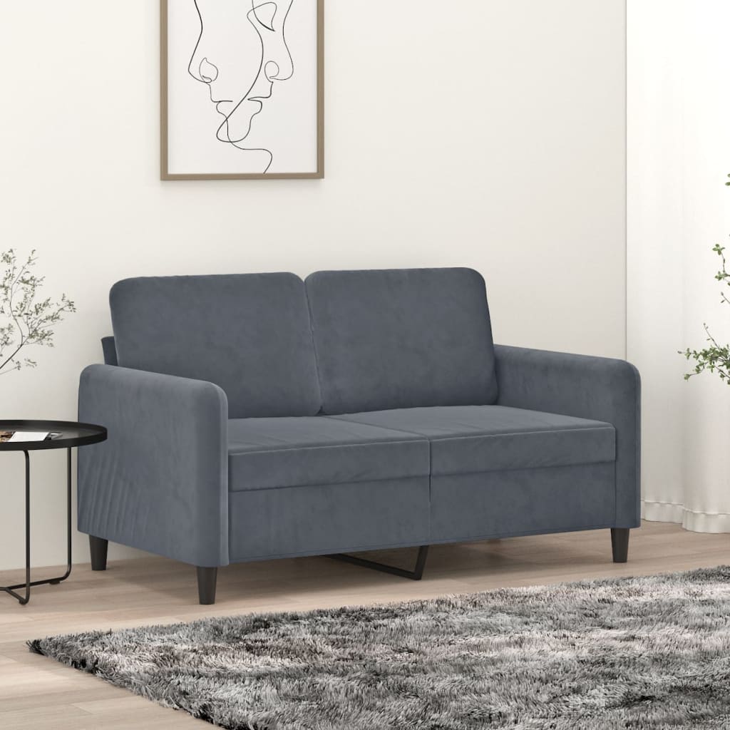 2-Sitzer-Sofa Dunkelgrau 120 cm Samt 2-Sitzer-Sofa Dunkelgrau 120 cm Samt
