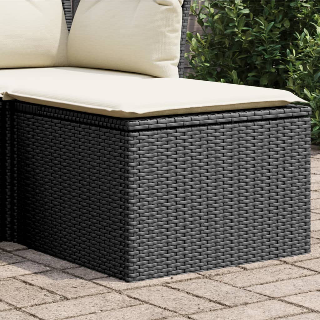 Gartenhocker mit Kissen Schwarz 55x55x37 cm Poly Rattan Gartenhocker mit Kissen Schwarz 55x55x37 cm Poly Rattan