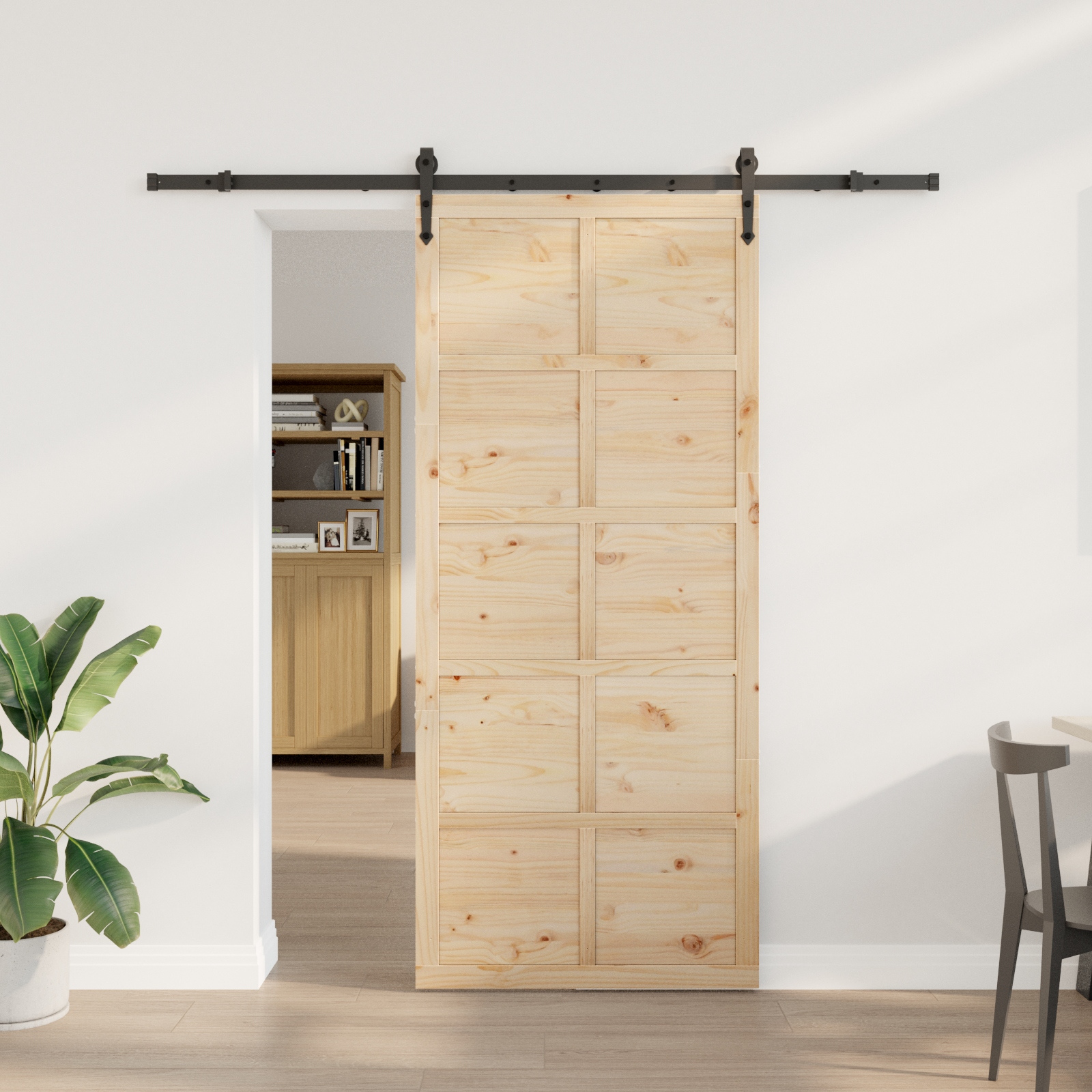 Schiebetür Braun 100 x 208 cm Massivholz Kiefer