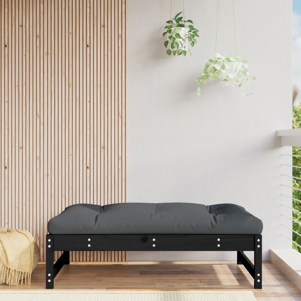 Gartenhocker Schwarz 120x80 cm Massivholz Kiefer Gartenhocker Schwarz 120x80 cm Massivholz Kiefer