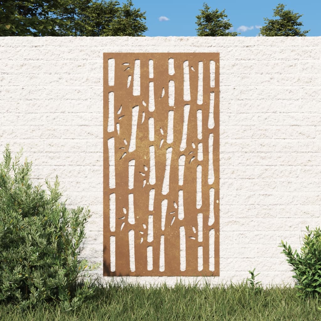 Garten-Wanddeko 105x55 cm Cortenstahl Bambus-Design Garten-Wanddeko 105x55 cm Cortenstahl Bambus-Design