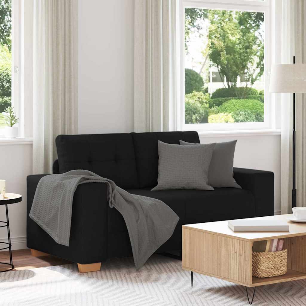 Zweisitzer-Sofa Schwarz 120 cm Stoff Zweisitzer-Sofa Schwarz 120 cm Stoff