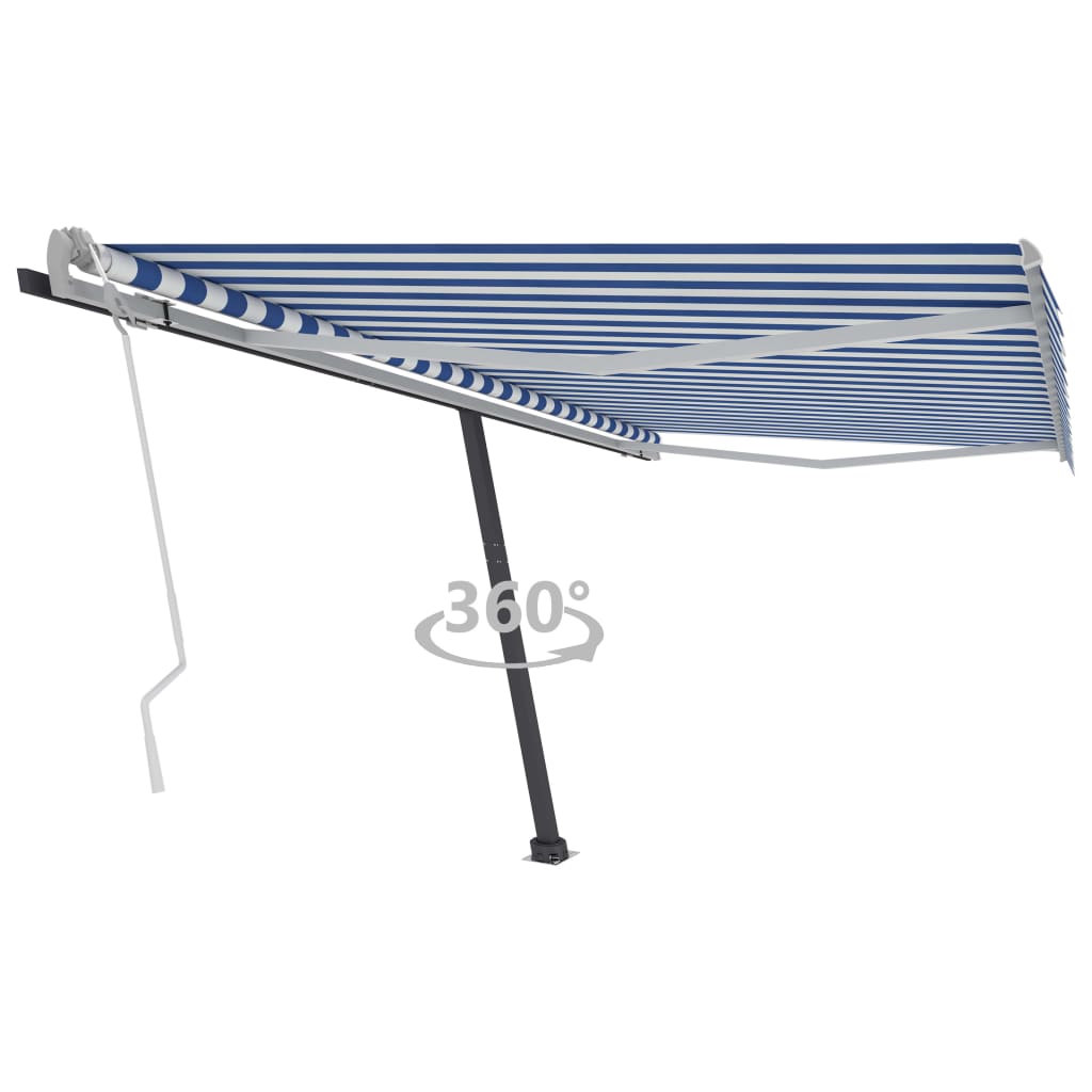 Standmarkise Einziehbar Handbetrieben 450x350 cm Blau/Weiß