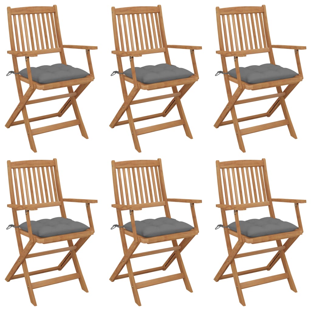 Klappbare Gartenstühle 6 Stk. mit Kissen Massivholz Akazie Klappbare Gartenstühle 6 Stk. mit Kissen Massivholz Akazie