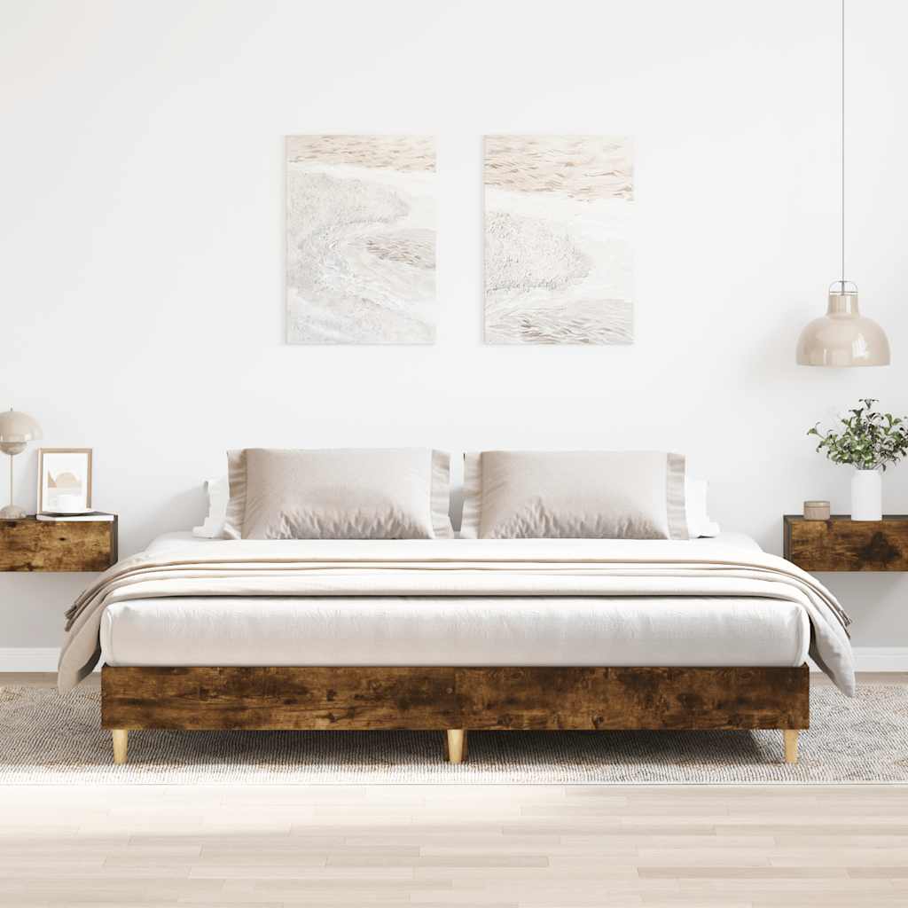 Bettgestell ohne Matratze Räuchereiche 180x200 cm Holzwerkstoff