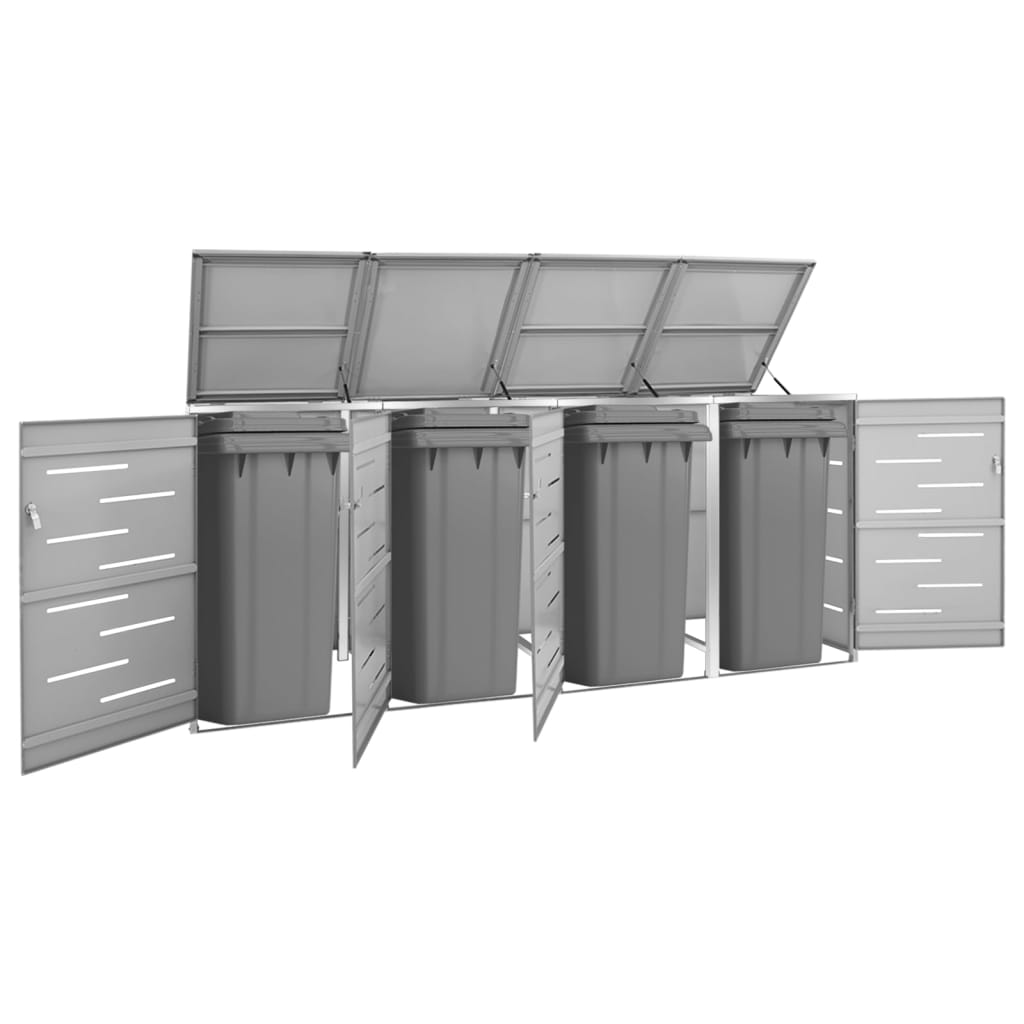 Mülltonnenbox für 4 Tonnen 276,5x77,5x115,5 cm Edelstahl