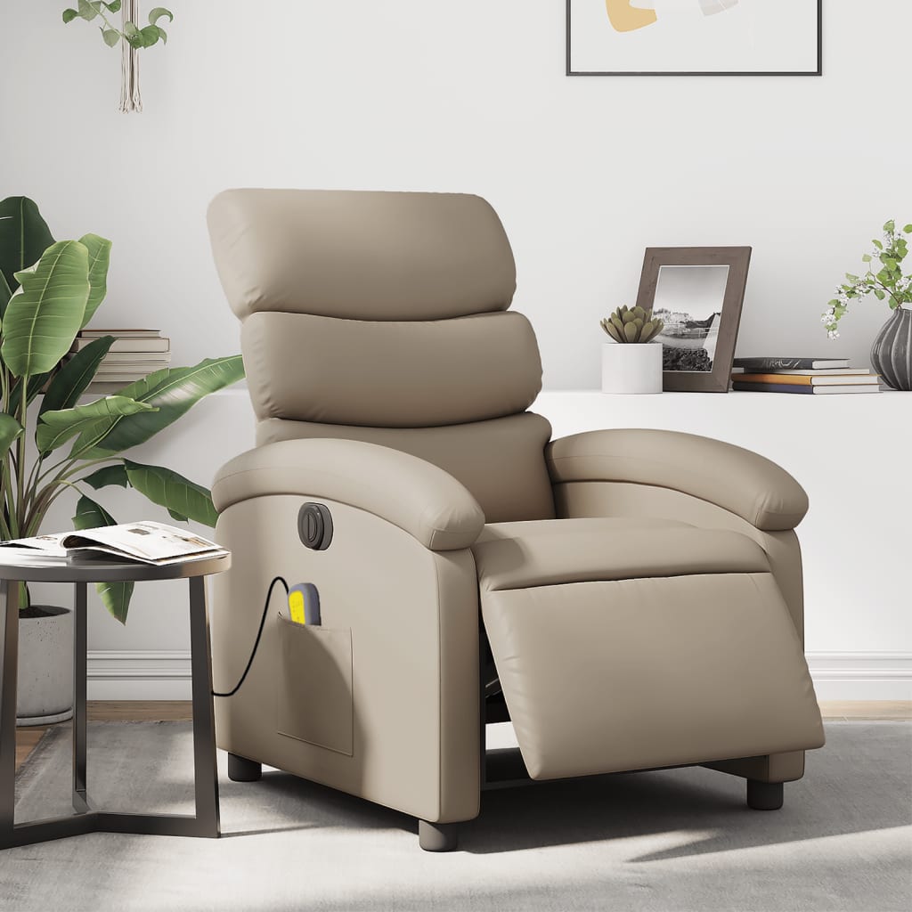 Massagesessel Elektrisch Cappuccino-Braun Kunstleder