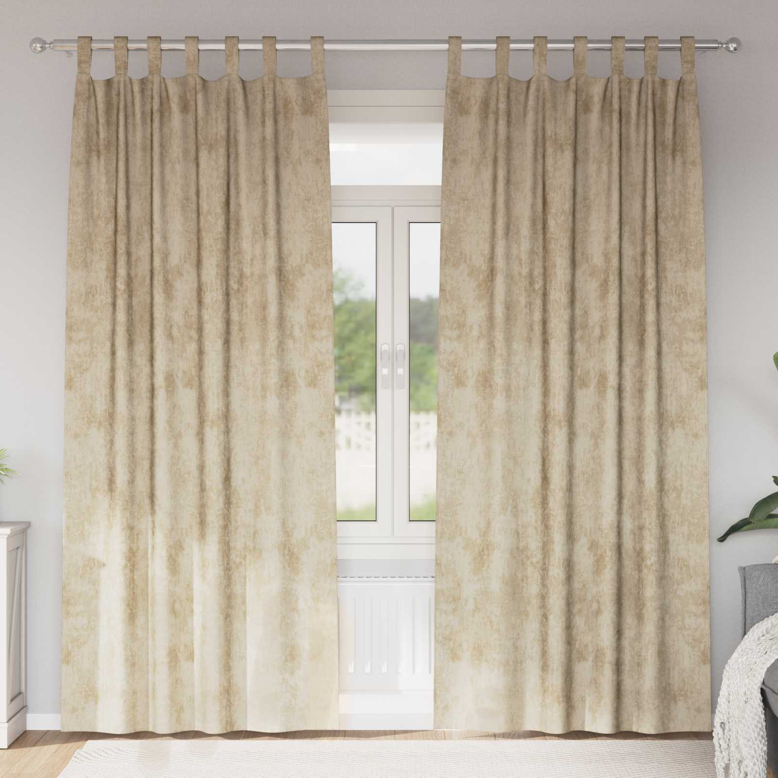 Veloursvorhänge 2 Stück mit Ösen Creme 225x140 cm