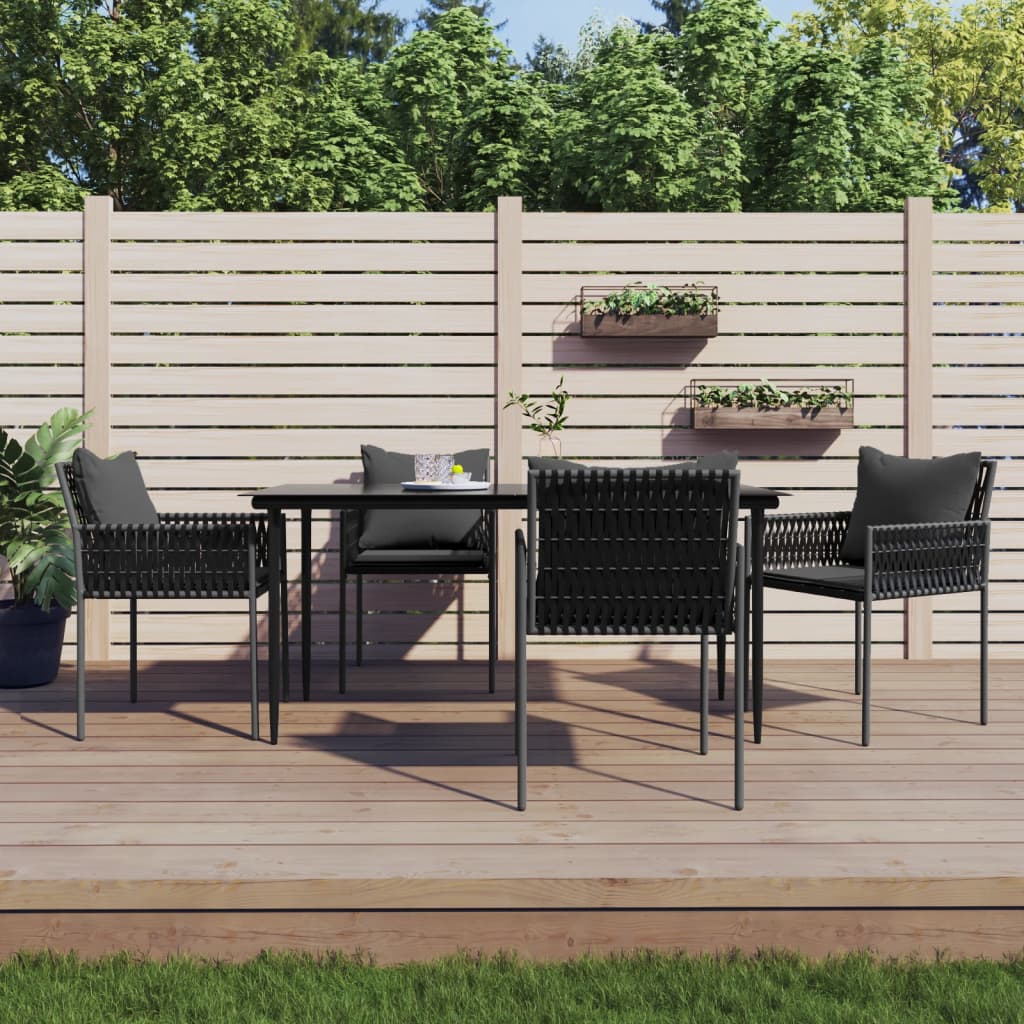 5-tlg. Garten-Essgruppe mit Kissen Poly Rattan und Stahl 5-tlg. Garten-Essgruppe mit Kissen Poly Rattan und Stahl