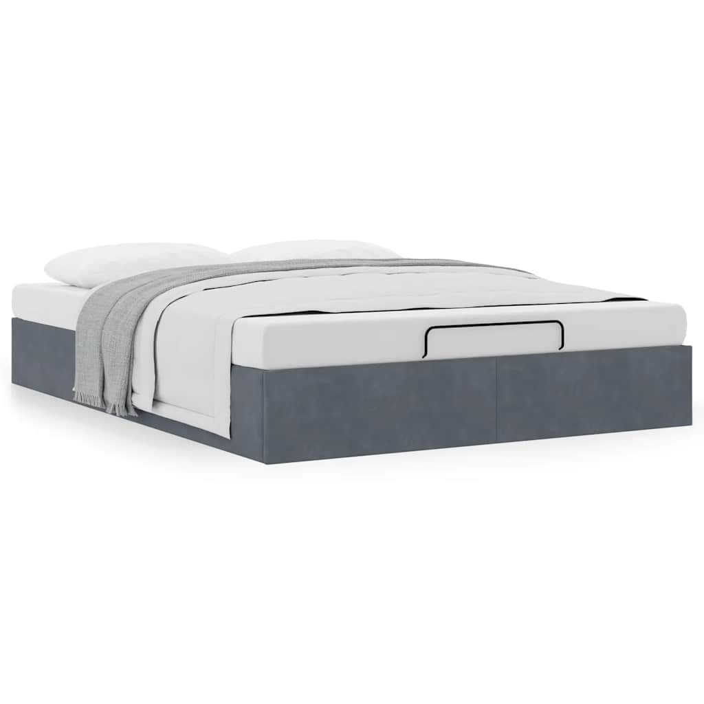 Ottoman-Bett ohne Matratze Dunkelgrau 140x200 cm Samt