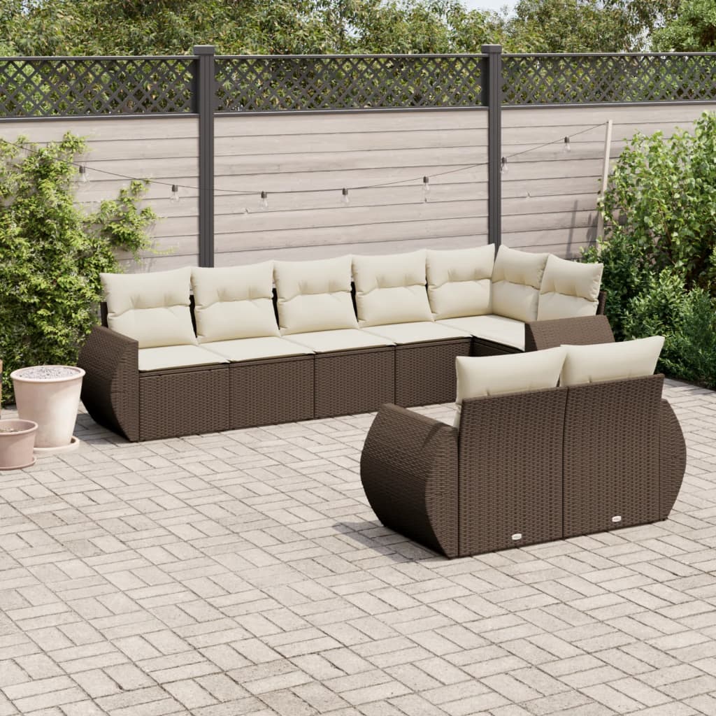 8-tlg. Garten-Sofagarnitur mit Kissen Braun Poly Rattan 8-tlg. Garten-Sofagarnitur mit Kissen Braun Poly Rattan