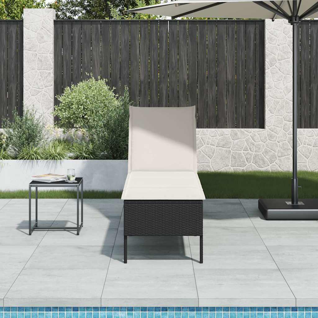 Sonnenliege mit Auflage Schwarz 55x200x44 cm Poly Rattan Sonnenliege mit Auflage Schwarz 55x200x44 cm Poly Rattan