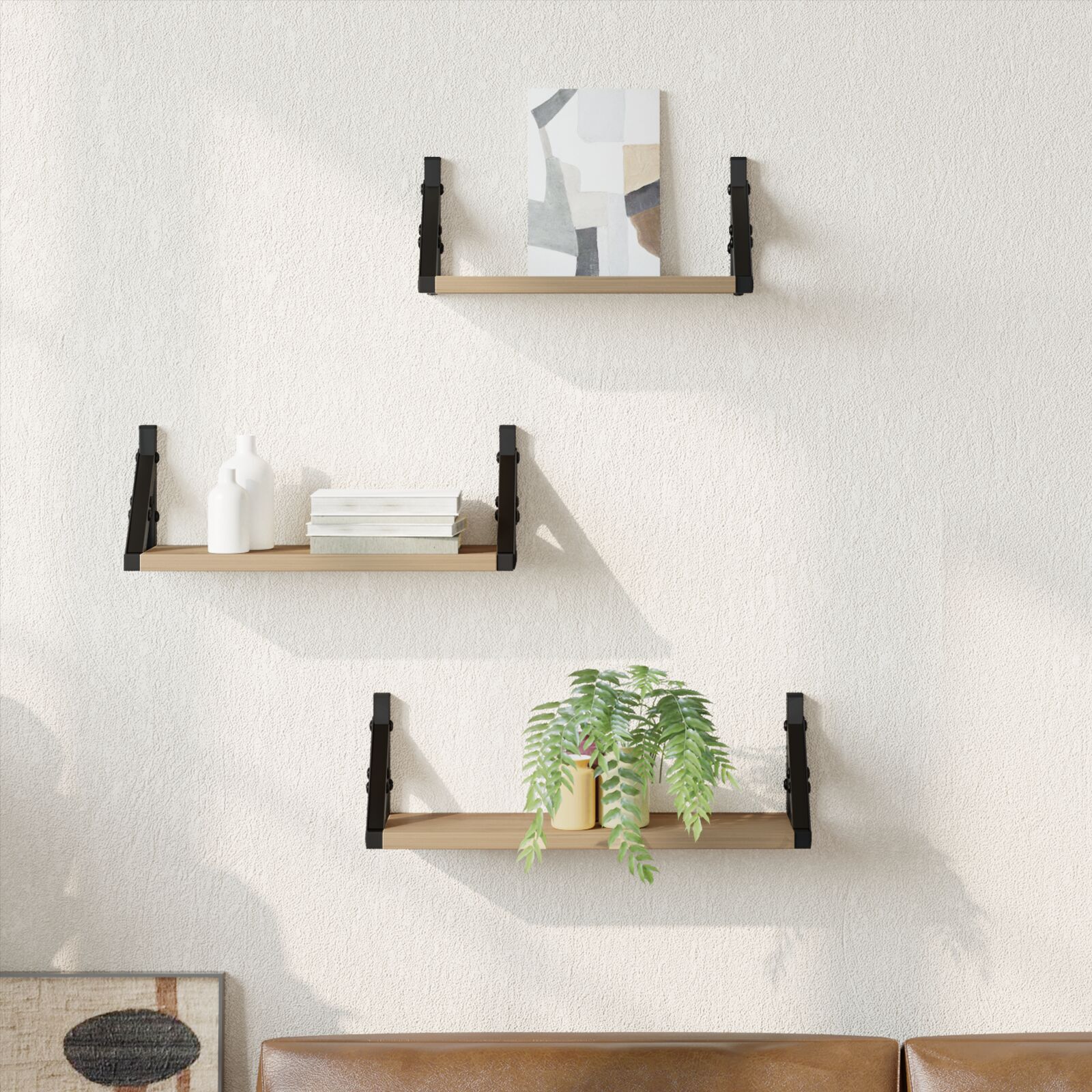 3-teiliges Wandregalset aus Eiche Artisan