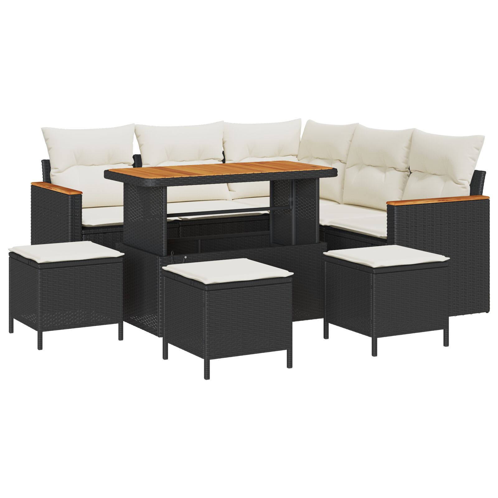 9-teiliges Garten Sofa Set mit Kissen Schwarz Poly Rattan Akazie, 4-teiliges Garten Esszimmer Set mit Kissen Schwarz Poly Rattan Akazie 9-teiliges Garten Sofa Set mit Kissen Schwarz Poly Rattan Akazie, 4-teiliges Garten Esszimmer Set mit Kissen Schwarz Poly Rattan Akazie