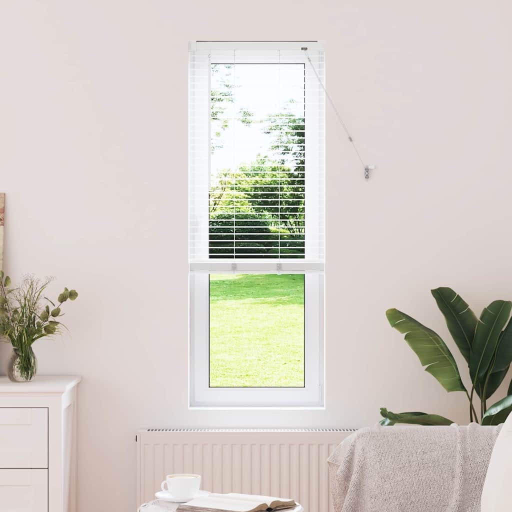 Fenster Jalousie mit Vorhängen Sonstiges Weiß 80 x 130 cm Aluminium