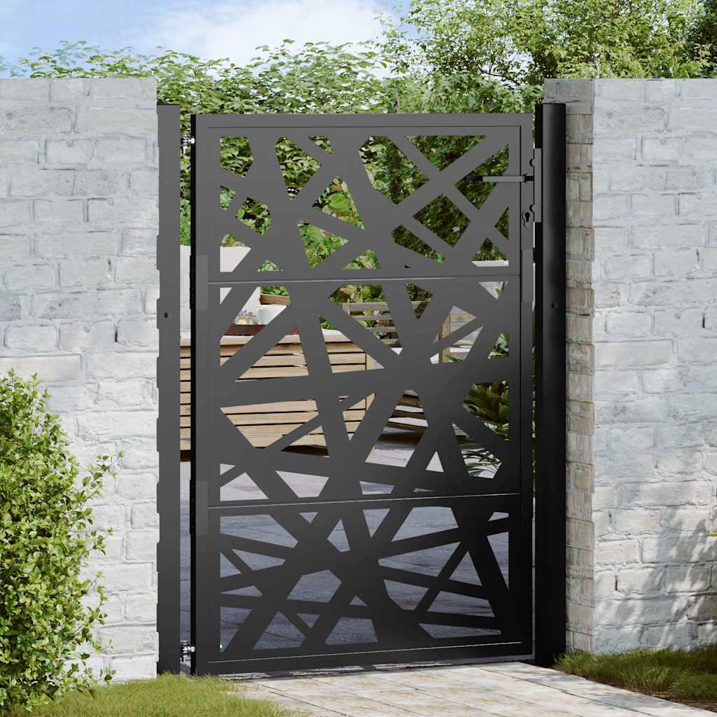Gartentor Schwarz 105x130 cm Stahl Lichtdesign