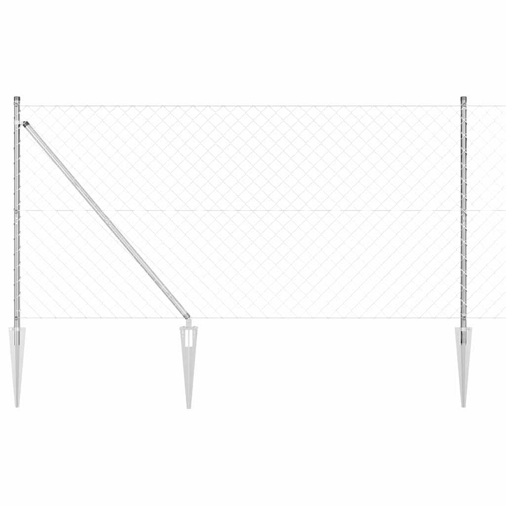 Zaunpfostenset Silber 10 m x 1.2 m Verzinkter Stahl