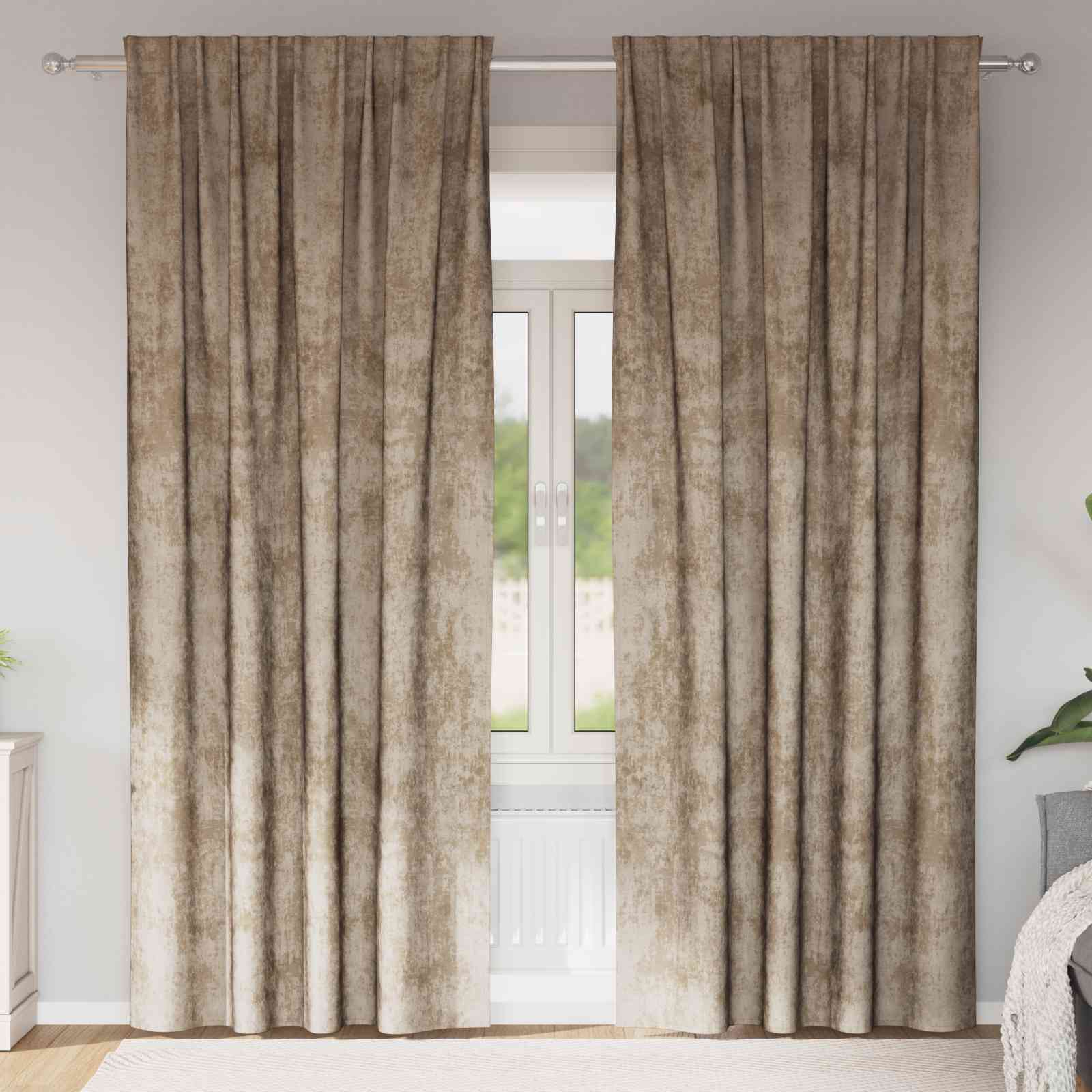 Samtgardinen 2er Set mit Stangentaschen Champagner 225x140 cm