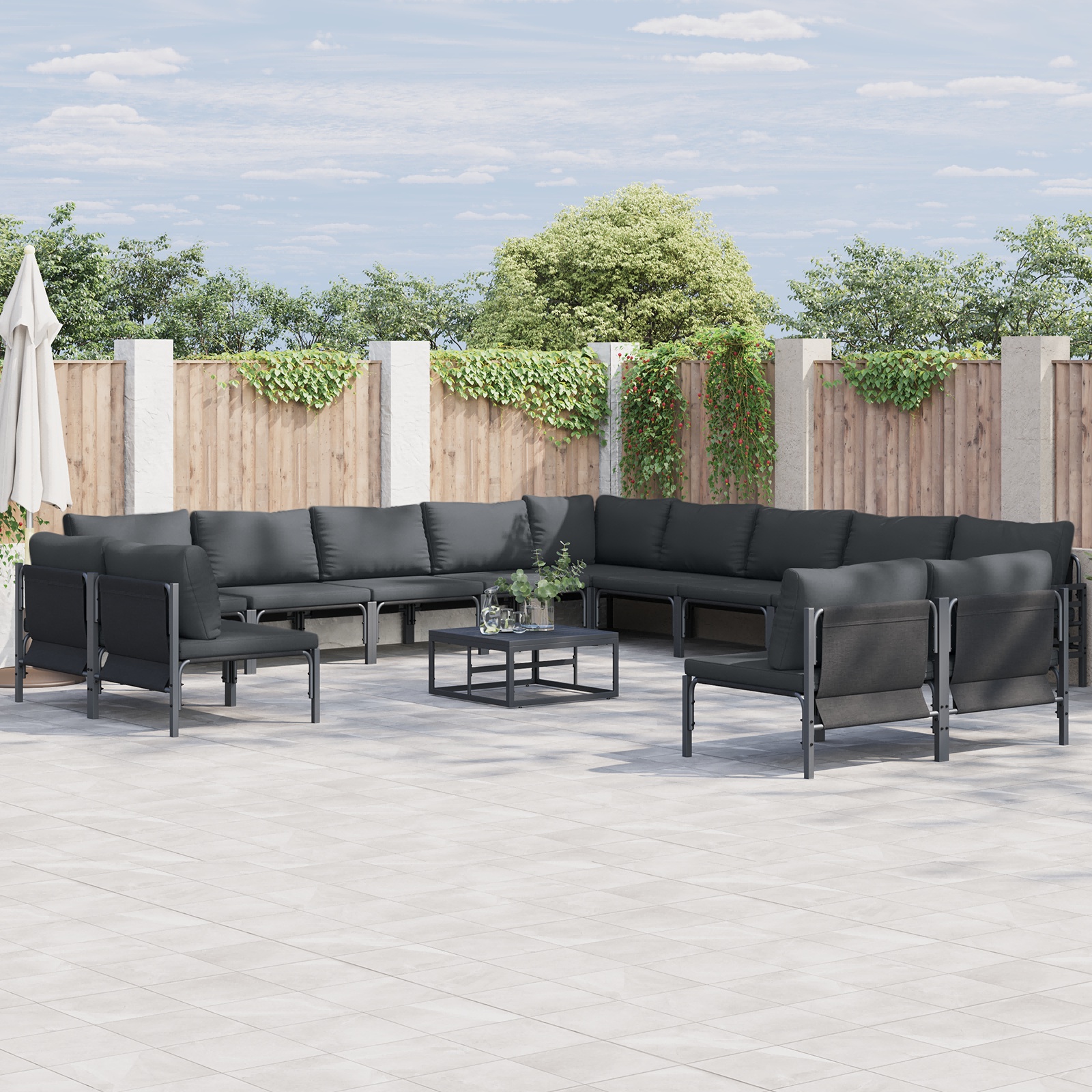 Garten-Sofa-Set 14 pcs Anthrazit Stahl Garten-Sofa-Set 14 pcs Anthrazit Stahl