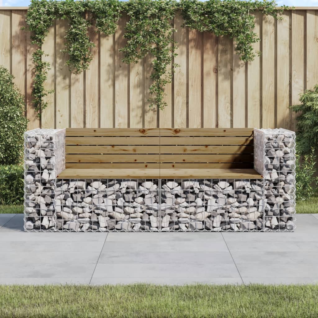 Gartenbank aus Gabionen 184x71x65,5 cm Kiefernholz Imprägniert Gartenbank aus Gabionen 184x71x65,5 cm Kiefernholz Imprägniert
