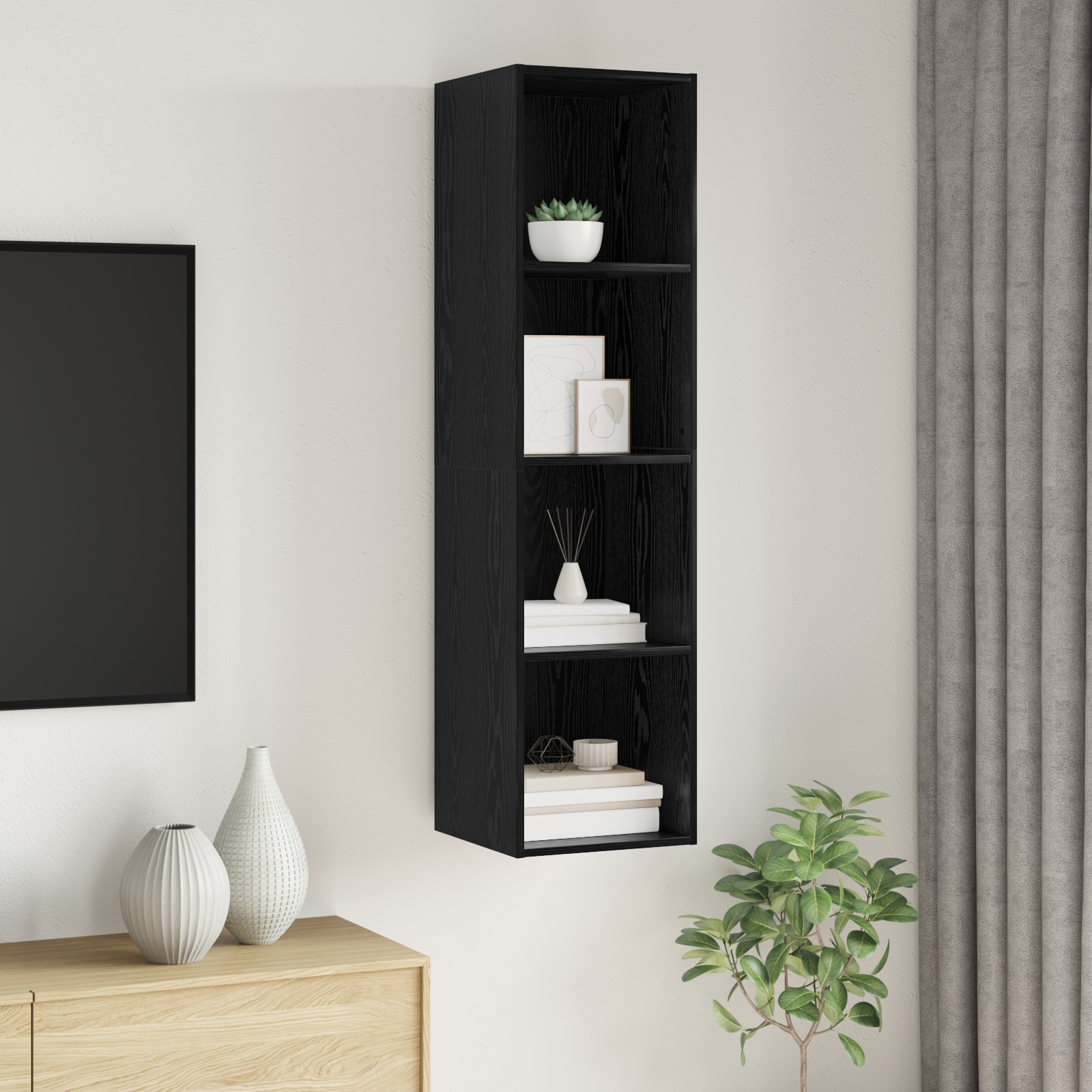 TV-Schränk Schwarze Eiche 37 x 37 x 142,5 cm Holzwerkstoff