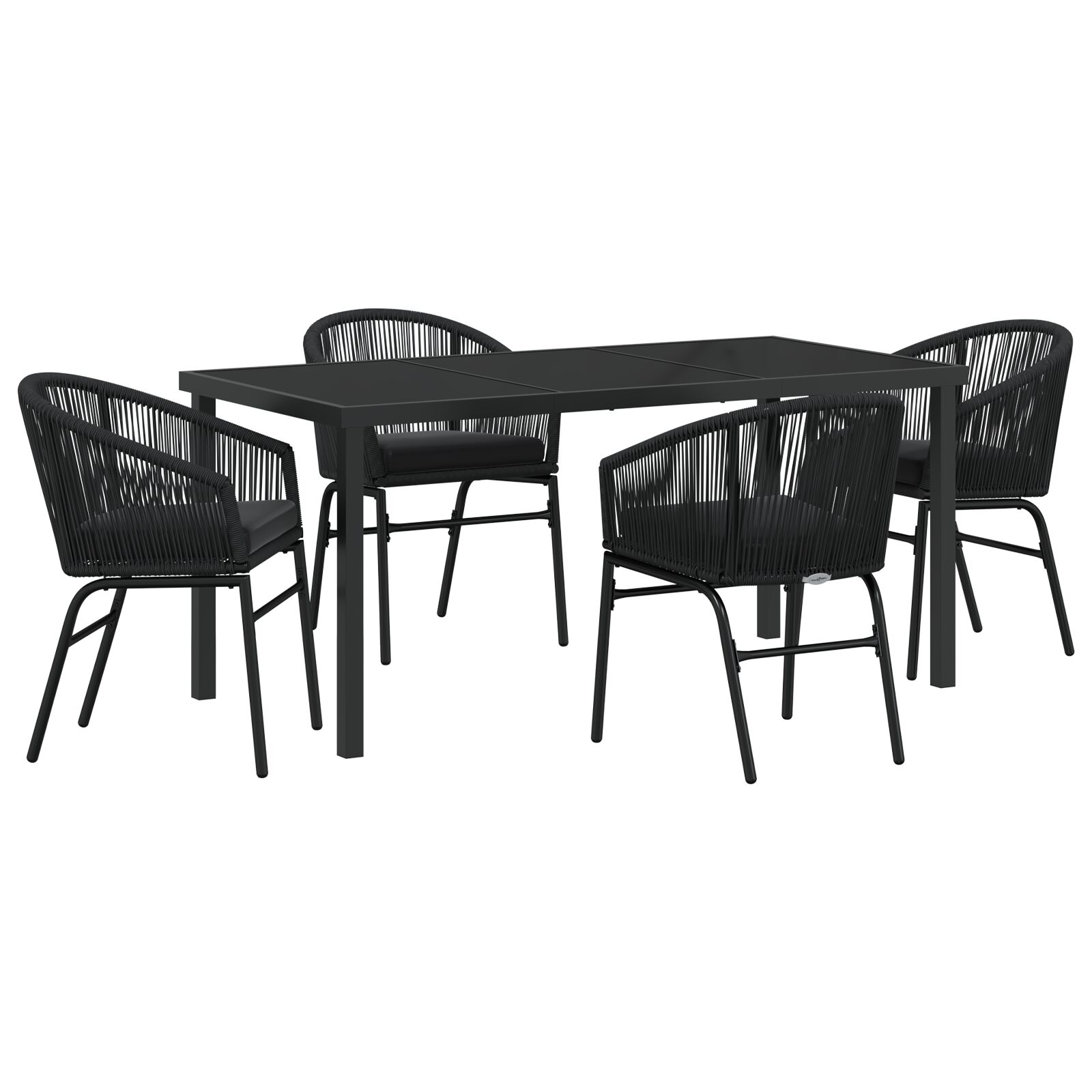 5-teiliges Garten-Esszimmer-Set mit schwarzem Poly-Rattan 5-teiliges Garten-Esszimmer-Set mit schwarzem Poly-Rattan