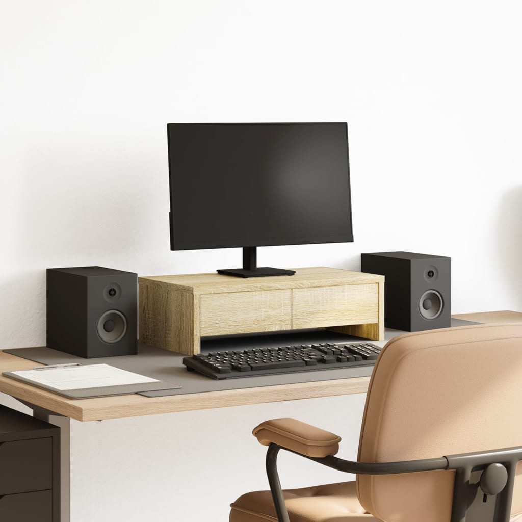 Monitorständer mit Schubladen Sonoma-Eiche 50x27x15 cm Monitorständer mit Schubladen Sonoma-Eiche 50x27x15 cm