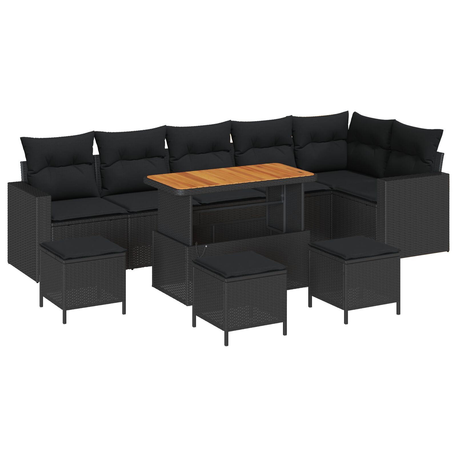 10-teiliges Garten Sofa Set mit Kissen Schwarz Poly Rattan Akazie, 4-teiliges Garten Esszimmer Set mit Kissen Schwarz Poly Rattan Akazie 10-teiliges Garten Sofa Set mit Kissen Schwarz Poly Rattan Akazie, 4-teiliges Garten Esszimmer Set mit Kissen Schwarz Poly Rattan Akazie