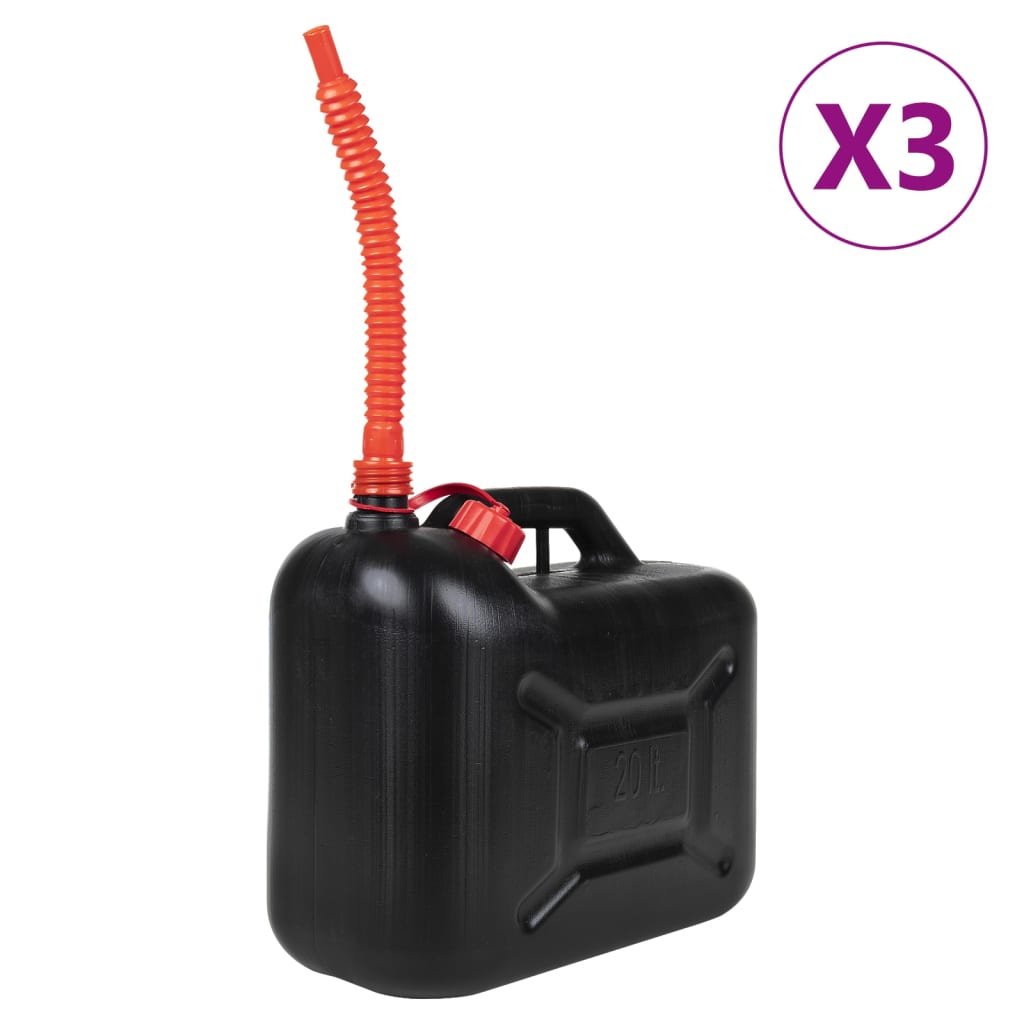 Benzinkanister mit Flexiblem Ausgießer 3 Stk. Schwarz 20 L Benzinkanister mit Flexiblem Ausgießer 3 Stk. Schwarz 20 L