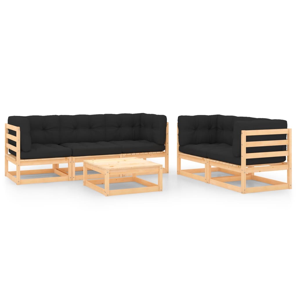 6-tlg. Garten-Lounge-Set mit Kissen Massivholz Kiefer 6-tlg. Garten-Lounge-Set mit Kissen Massivholz Kiefer