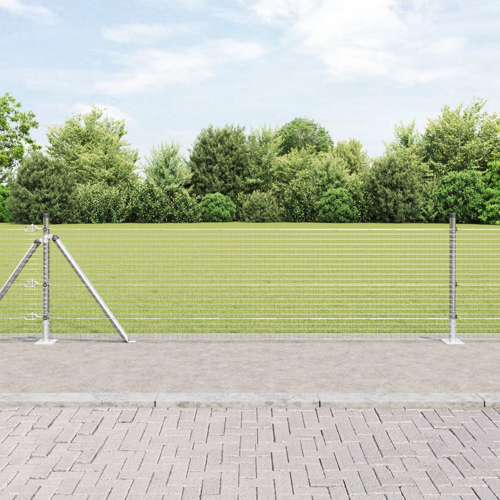 Geschweißter Drahtzaun mit 13 Flanschpfosten 0,6 x 100 m verzinkter Stahl