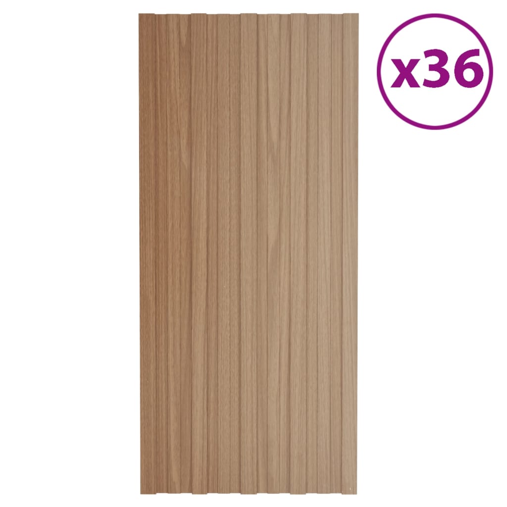 Dachpaneele 36 Stk. Verzinkter Stahl Holzoptik Hell 100x45 cm