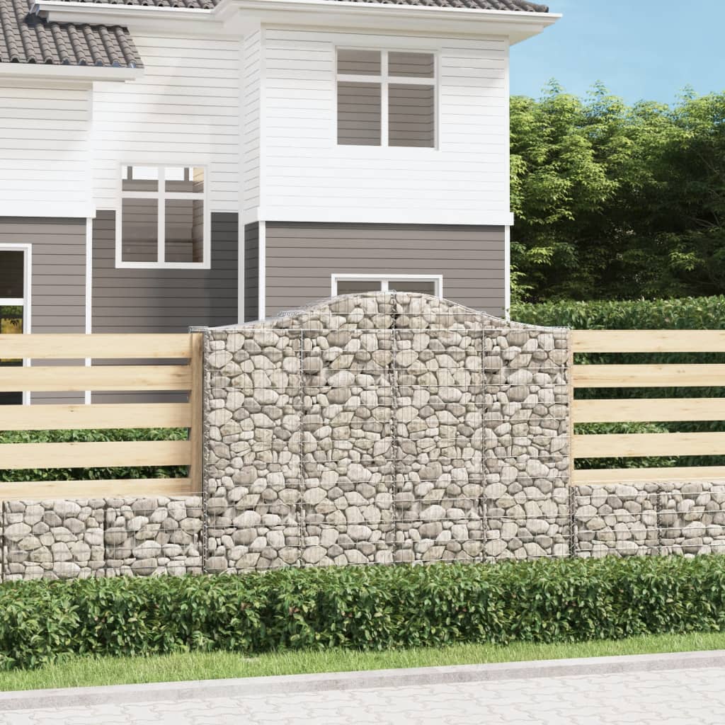 Gabionen mit Hochbogen 2 Stk. 200x50x160/180cm Verzinktes Eisen