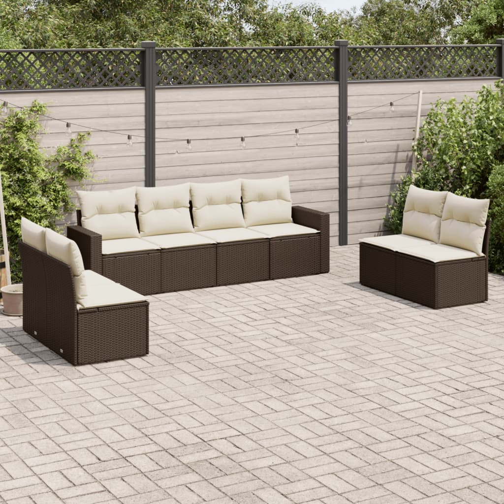 8-tlg. Garten-Sofagarnitur mit Kissen Braun Poly Rattan 8-tlg. Garten-Sofagarnitur mit Kissen Braun Poly Rattan