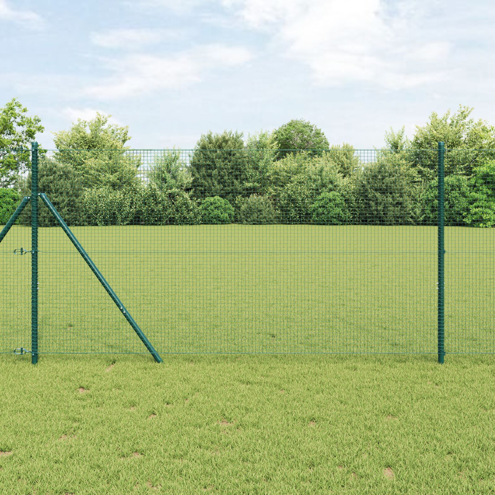 Schweißdrahtzaun mit 7 Pfosten Grün 1,2x10 m Stahl