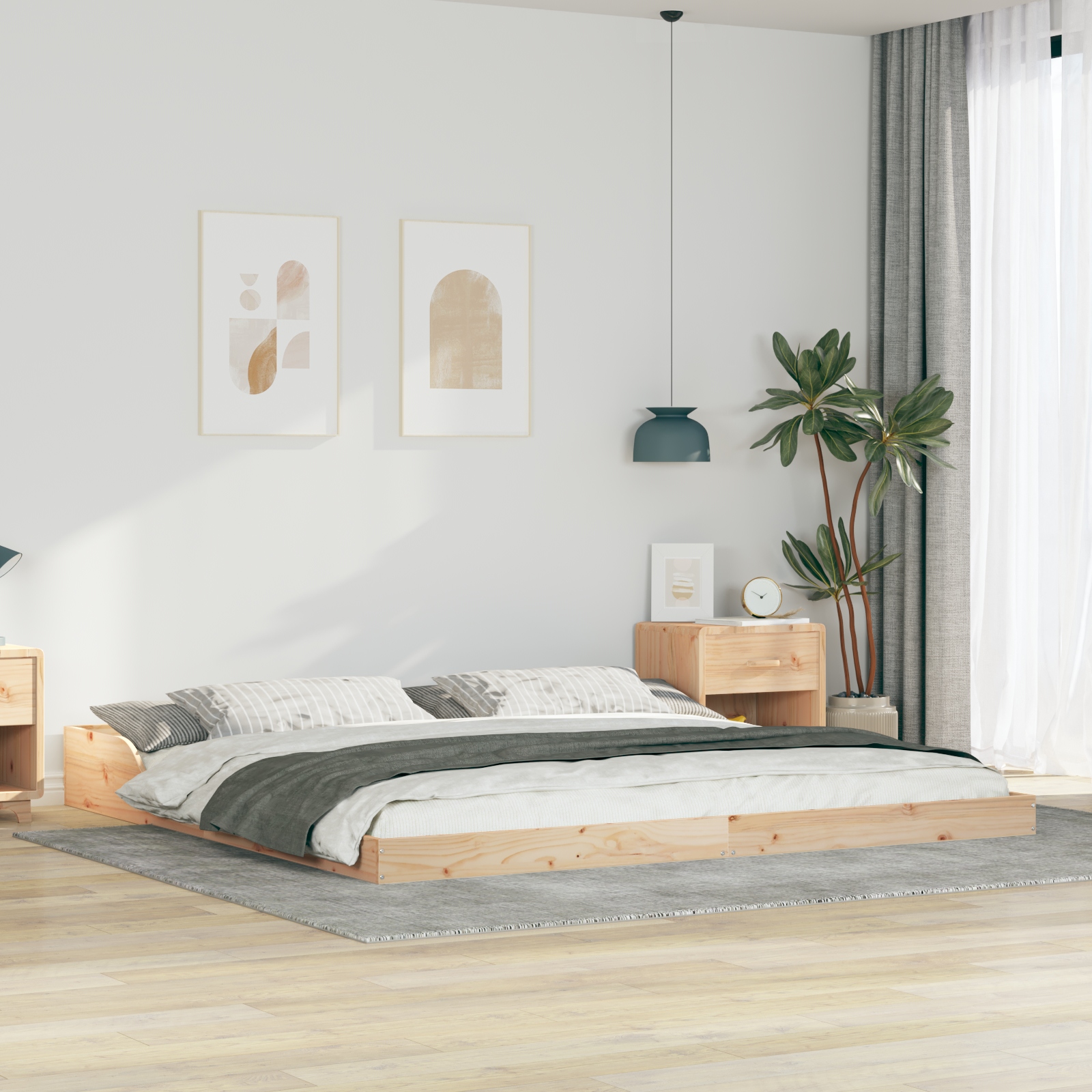 Bettgestell Braun 180 x 200 cm Massivholz Kiefer